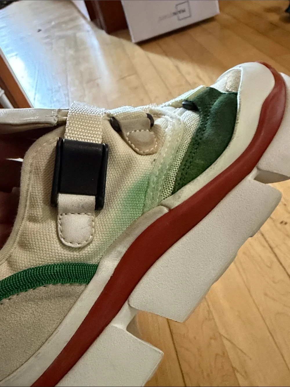 Chloe Chunky Athletic Sneakers in Cream, Green and Brown - Picture 6 of 7